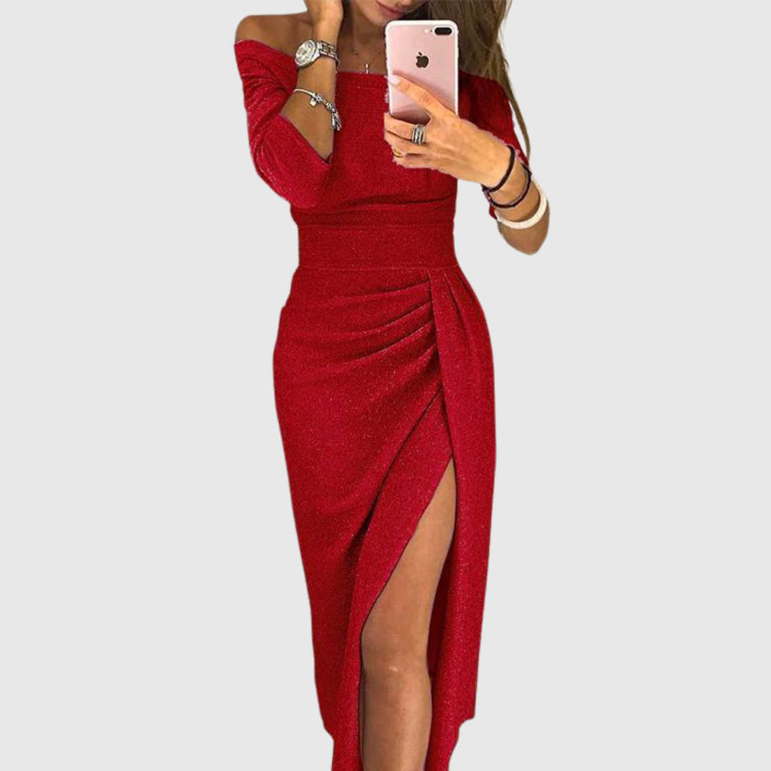 Przytula™ | Marcelina — elegancka sukienka maxi z szykownym dekoltem halter