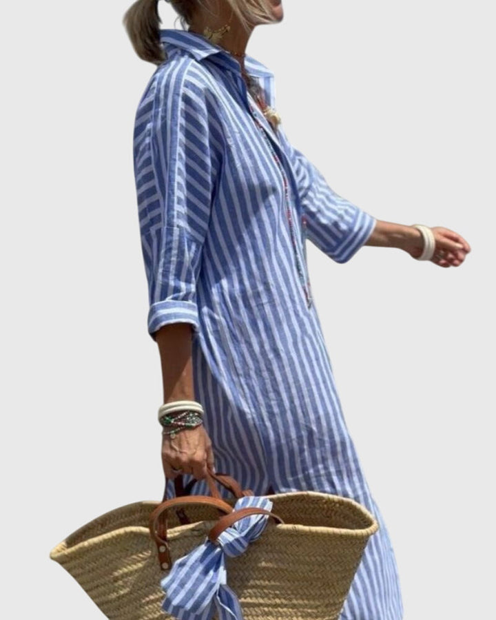 Przytula™ | Ellen  Klasyczna Sukienka w Paski