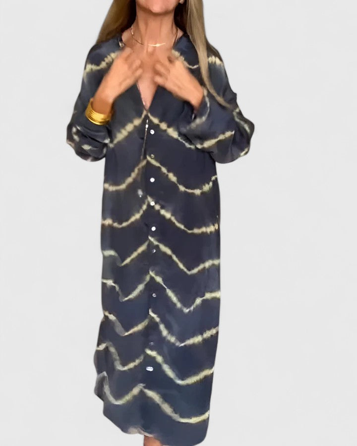 Przytula™ | Amelie  Elegancka Boho Pasiasta Maxi Sukienka