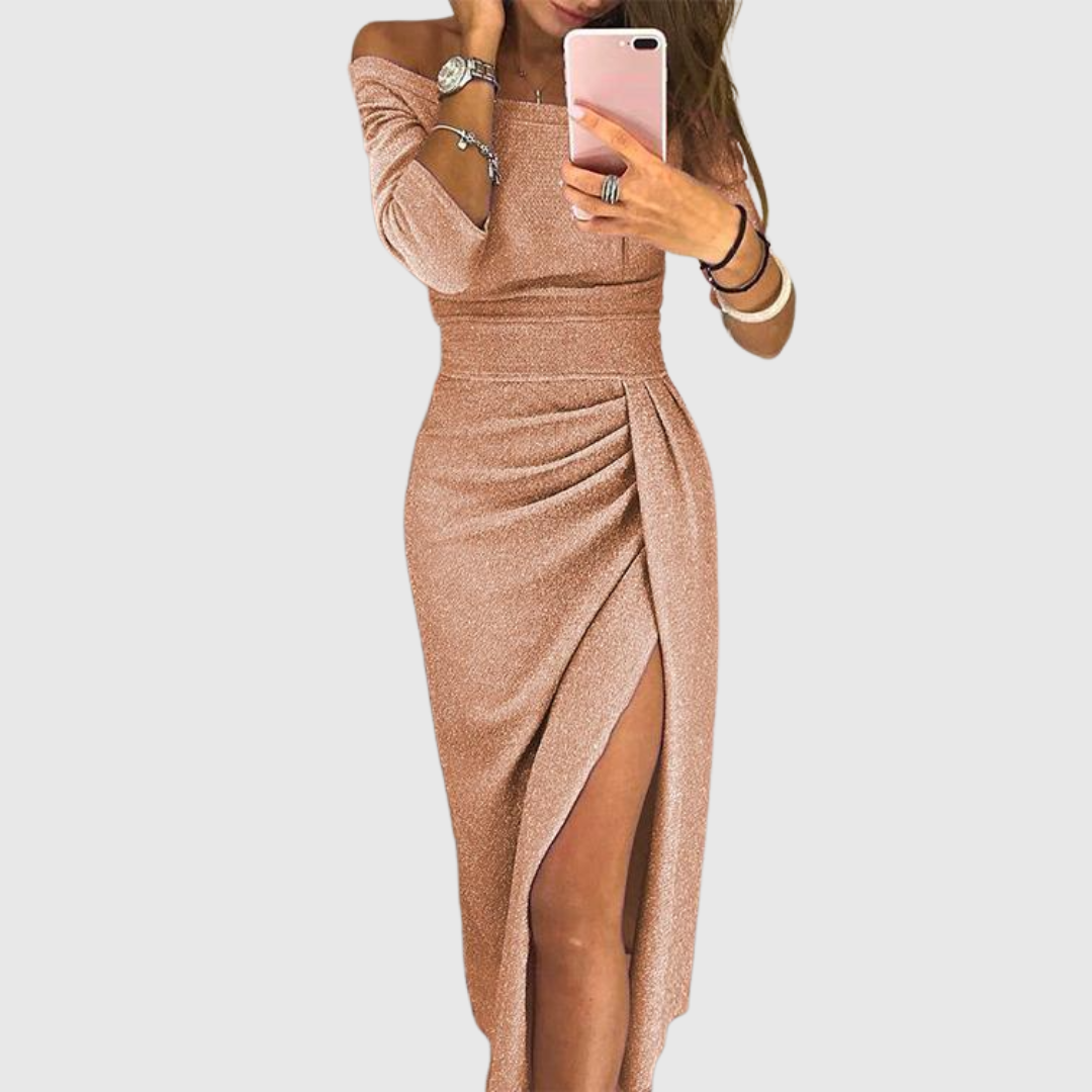 Przytula™ | Marcelina — elegancka sukienka maxi z szykownym dekoltem halter