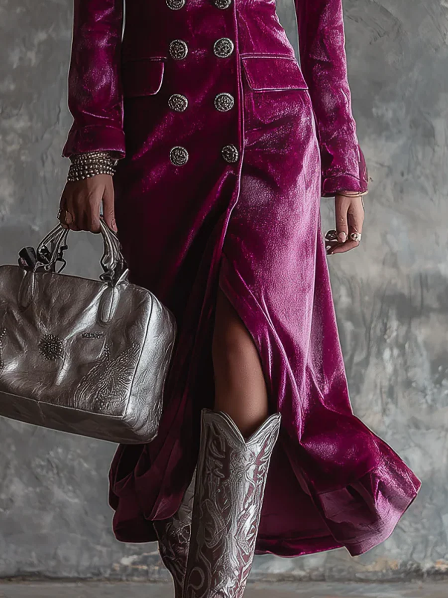 Vera | Welurowa Sukienka Blazer Maxi