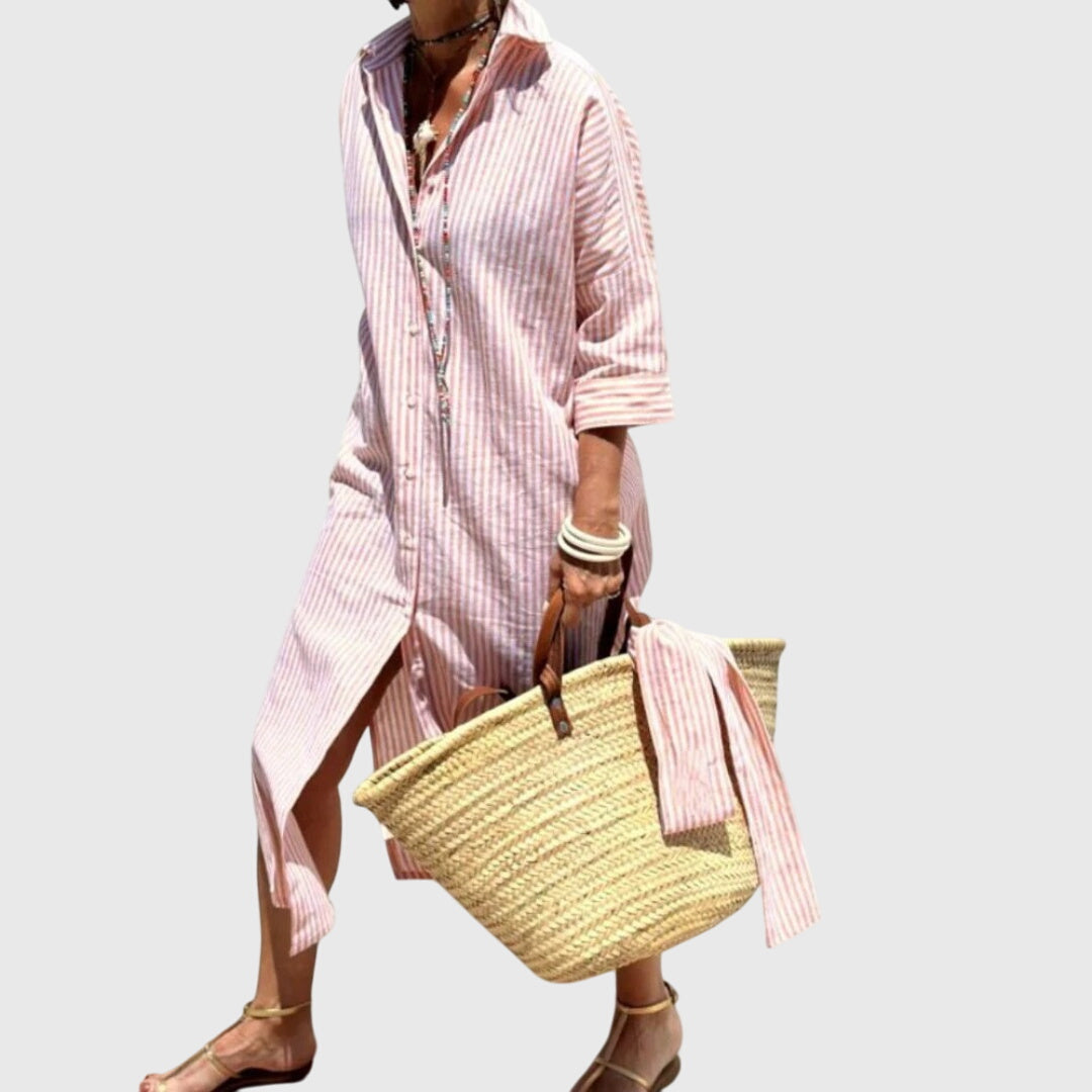 Przytula™ | Ellen  Klasyczna Sukienka w Paski