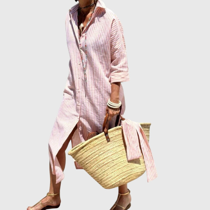 Przytula™ | Ellen  Klasyczna Sukienka w Paski