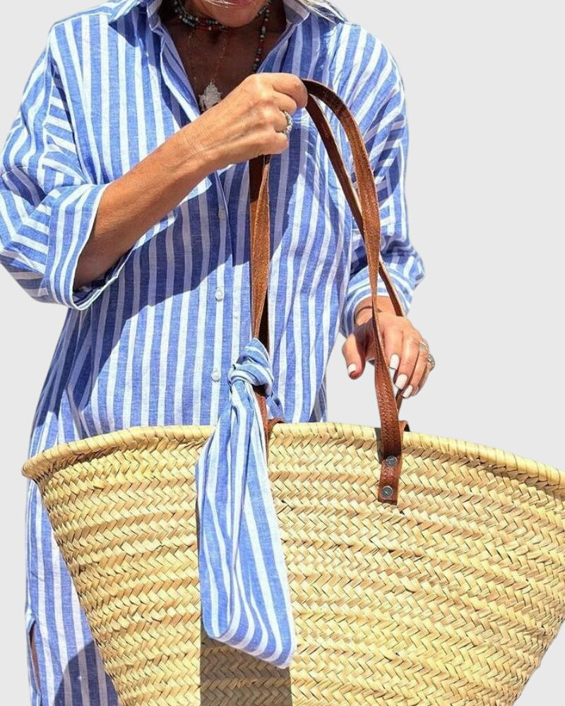 Przytula™ | Ellen  Klasyczna Sukienka w Paski