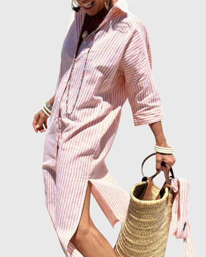 Przytula™ | Ellen  Klasyczna Sukienka w Paski