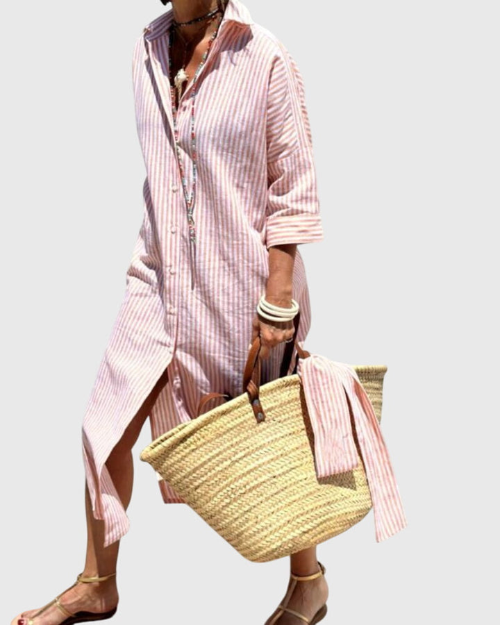 Przytula™ | Ellen  Klasyczna Sukienka w Paski