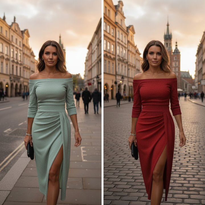 Przytula™ | Marcelina — elegancka sukienka maxi z szykownym dekoltem halter